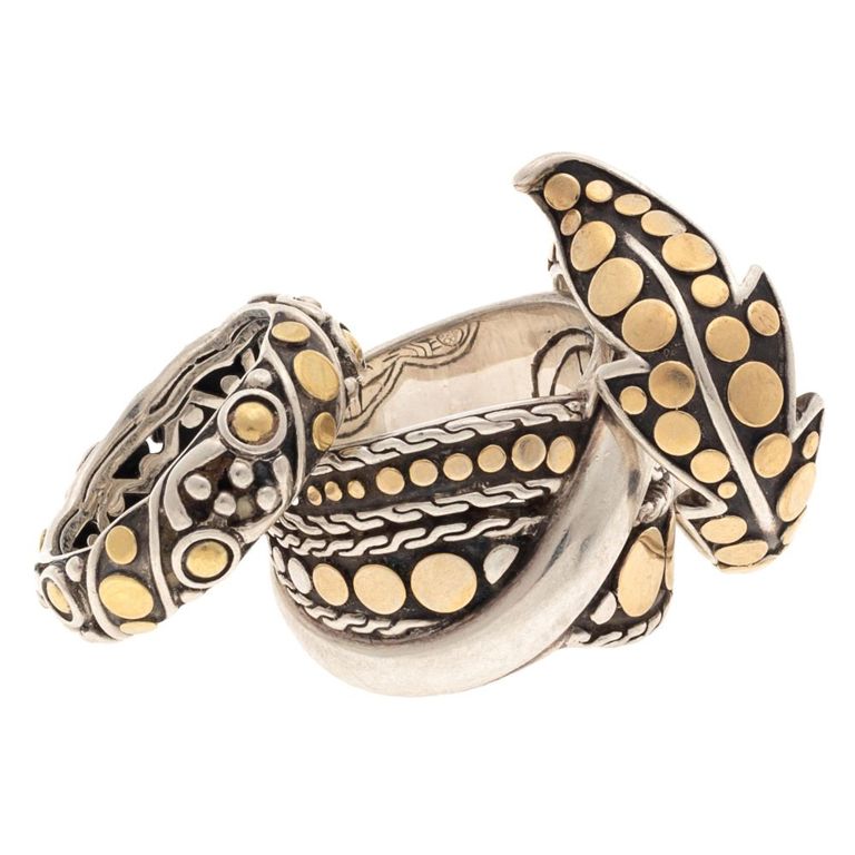 18k gold and sterling silver ring collection