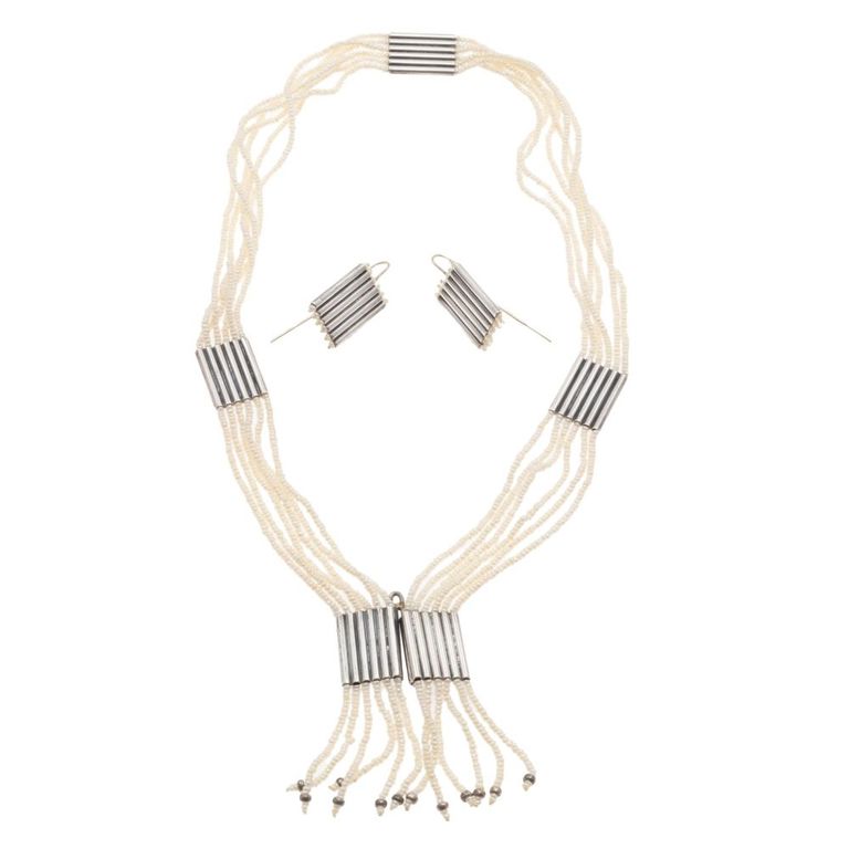 Sterling silver pearl jewelry set