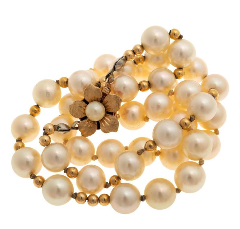 14k yellow gold pearl necklace