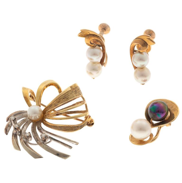 Cultured pearl 14k gold jewelry collection