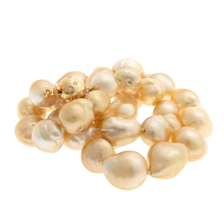 Baroque 14k yellow gold pearl necklace