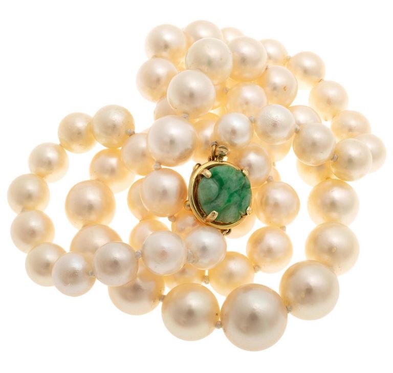 14k yellow gold pearl necklace