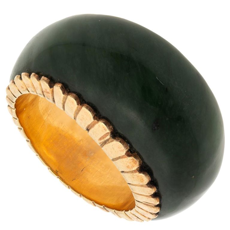 14k yellow gold jade ring