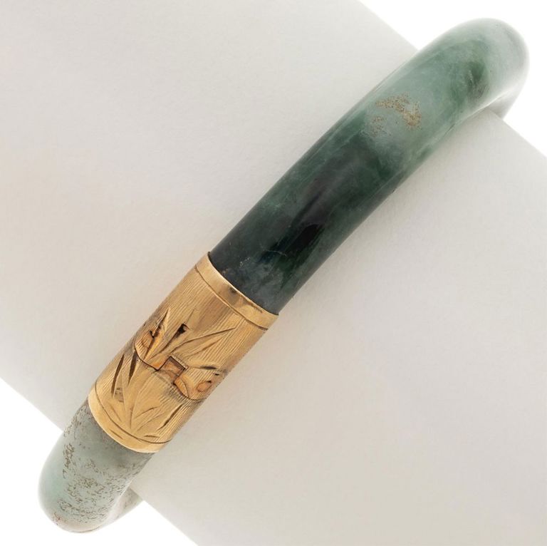 14k yellow gold jade bracelet