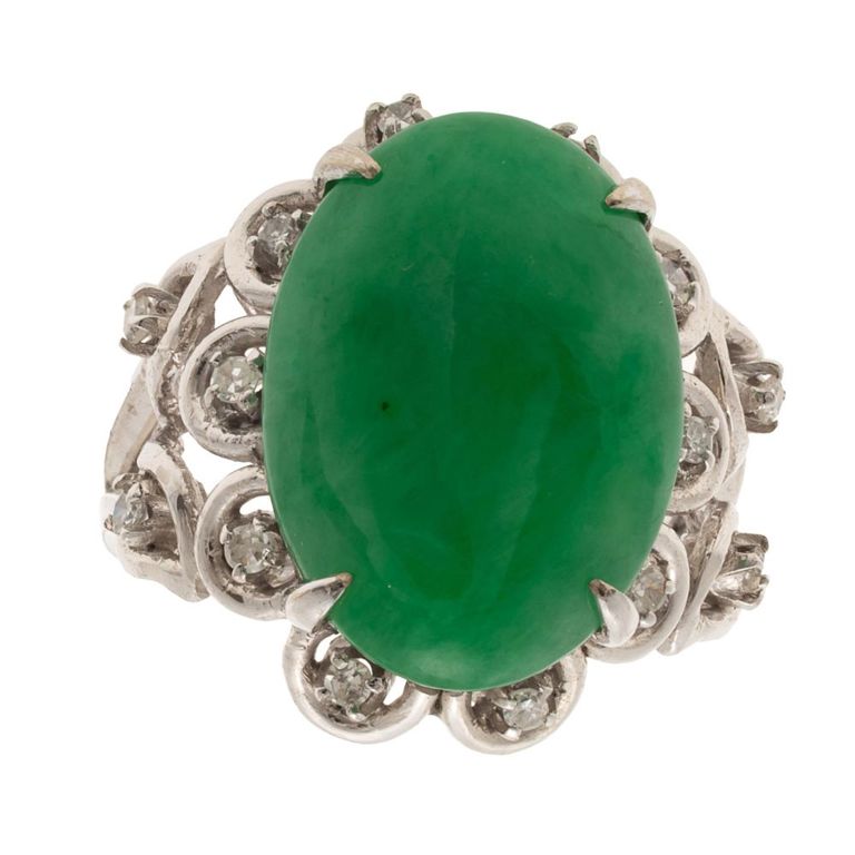 10k white gold jade ring