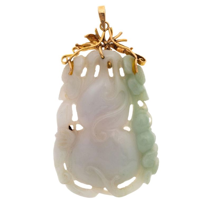 14k yellow gold jade pendant