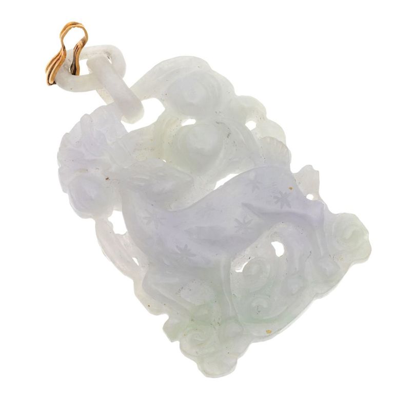 14k yellow gold jade pendant