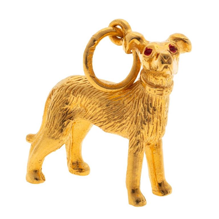 22k yellow gold and enamel charm pendant