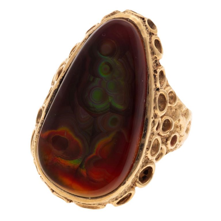 14k yellow gold agate ring