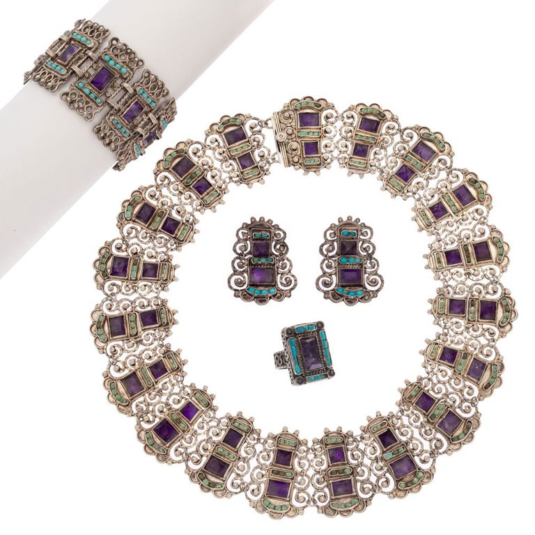 Sterling silver amethyst jewelry set