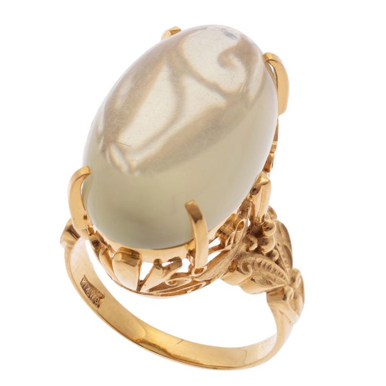 14k yellow gold moonstone ring