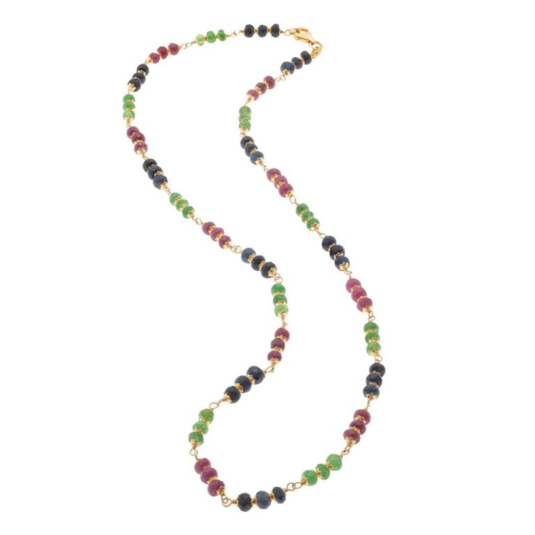14k yellow gold link emeral necklace