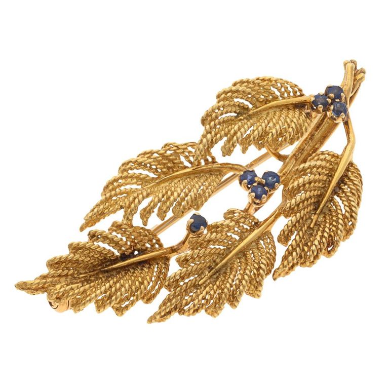 Sapphire 18k yellow gold pin by Tiffany & Co.