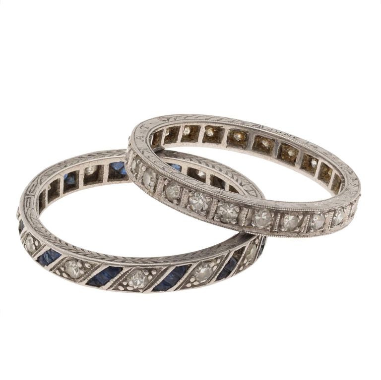 Collection of two Art Deco diamond platinum rings