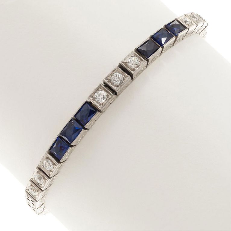 Art Deco platinum line diamond bracelet