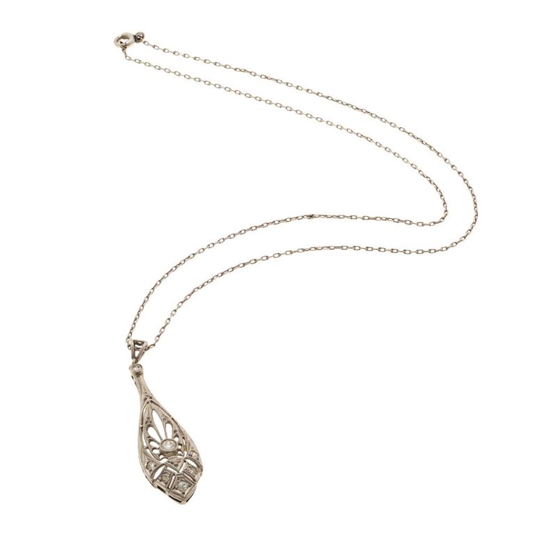 Edwardian diamond platinum lavaliere necklace