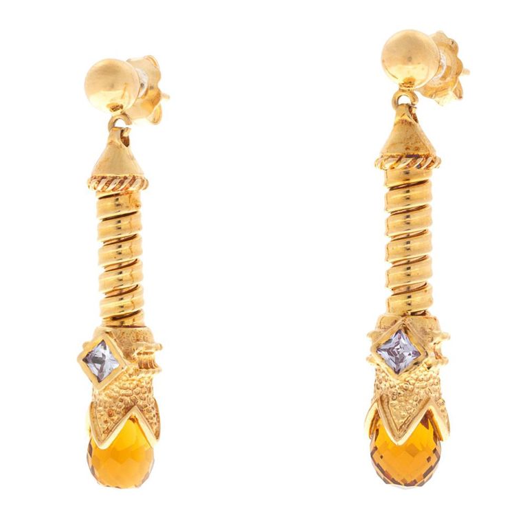 14k yellow gold citrine earrings