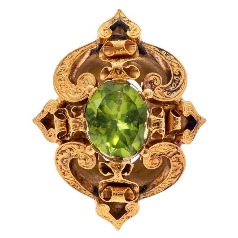 14k yellow gold peridot ring