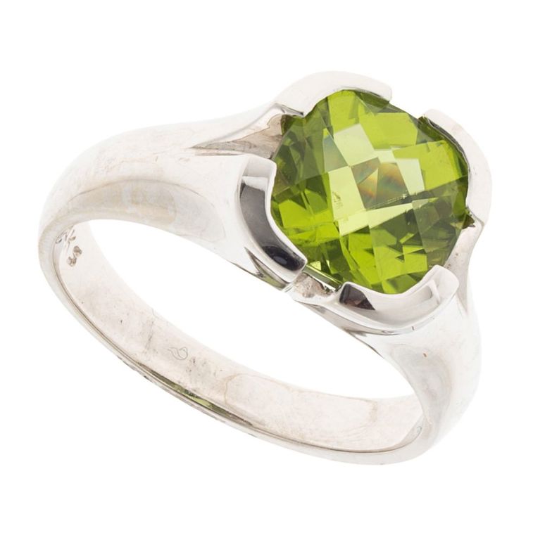 14k white gold peridot ring