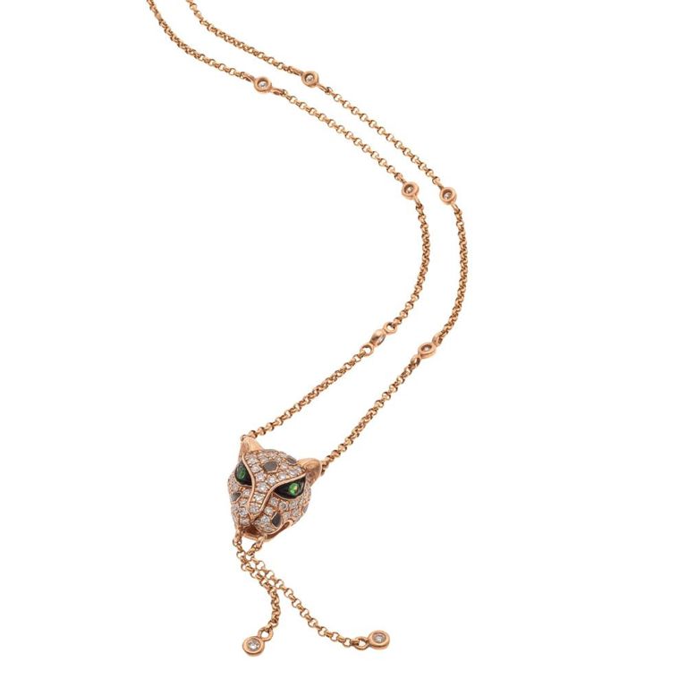 14k rose gold and enamel link diamond necklace