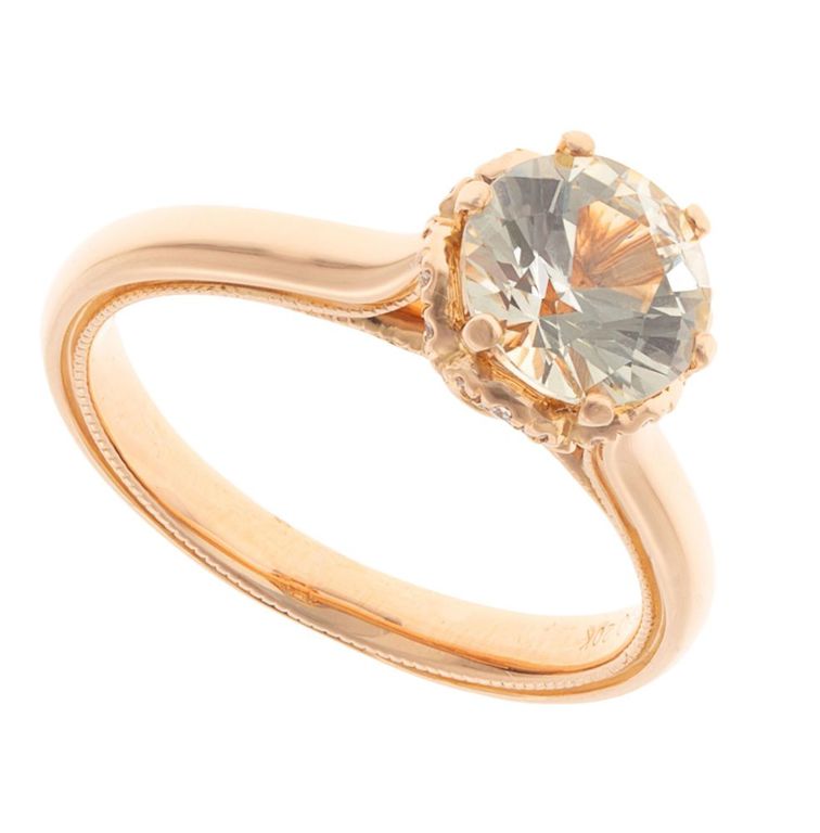 Sapphire and diamond 20k rose gold ring