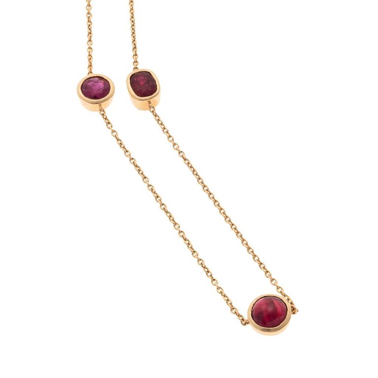 14k yellow gold station sapphire necklace
