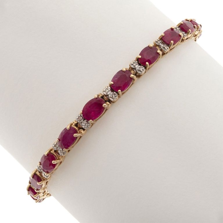 14k yellow gold line ruby bracelet