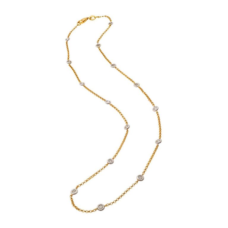 18k yellow gold station diamond necklace
