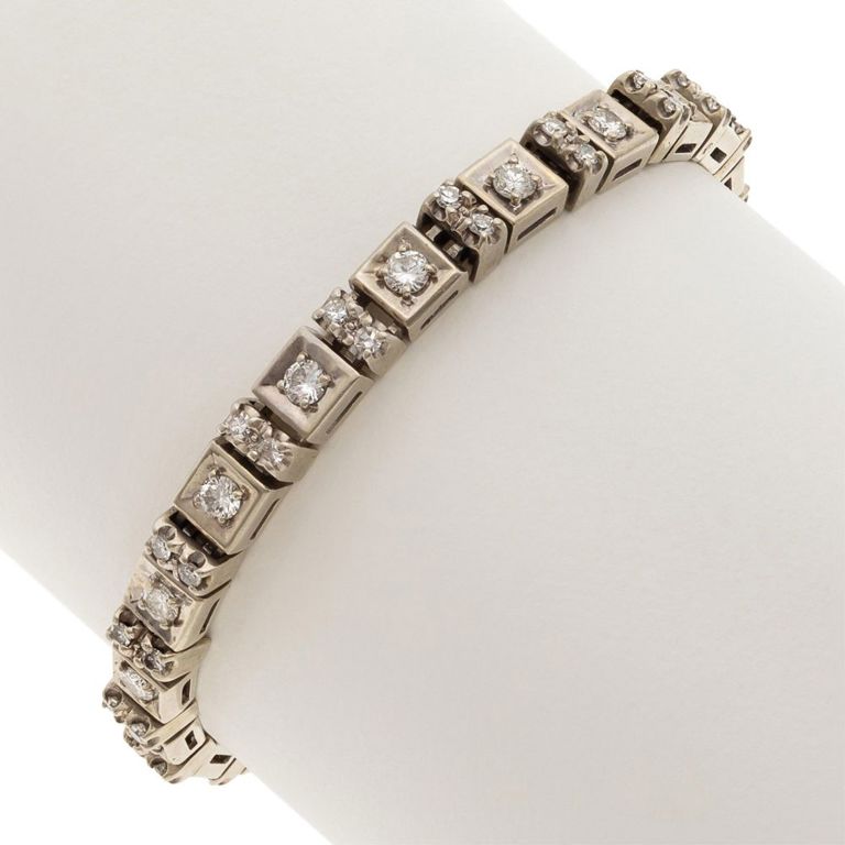 14k white gold line diamond bracelet