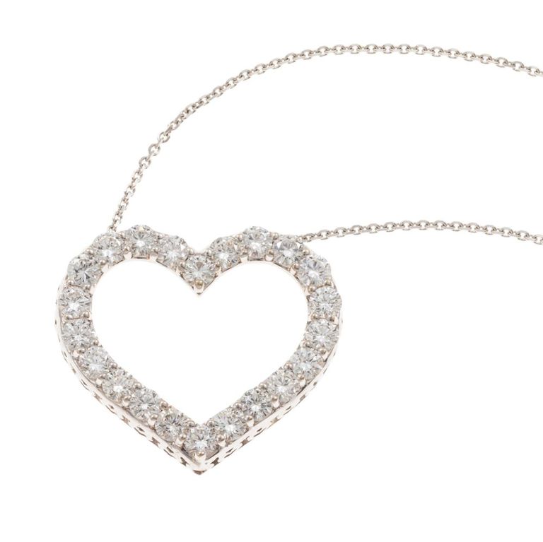 14k white gold link diamond necklace