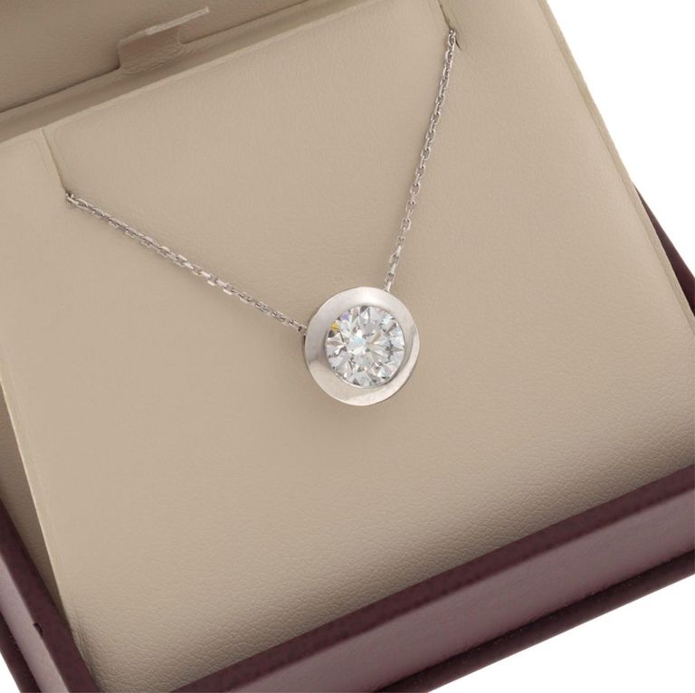 14k white gold link diamond necklace