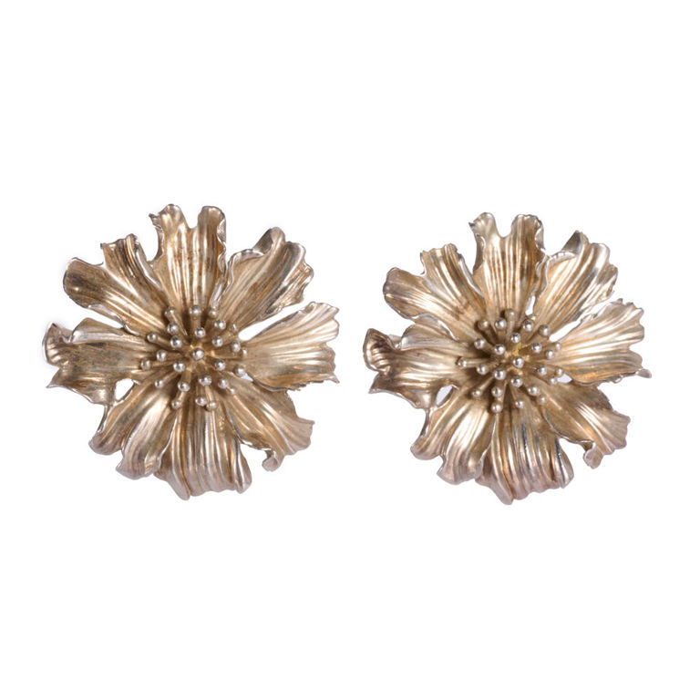 Tiffany & Co silver marigold flower earrings