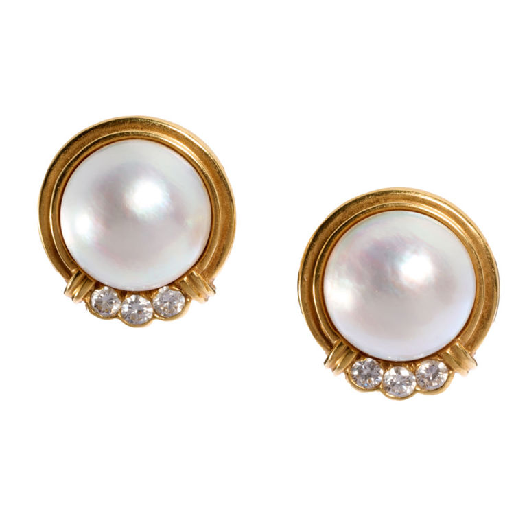 18k gold pearl earrings