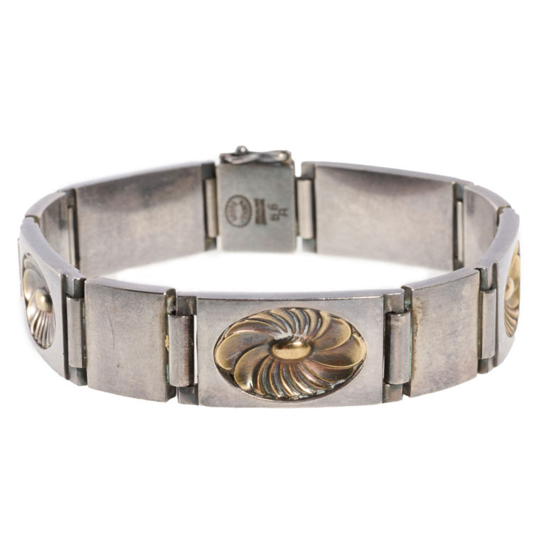 Georg Jensen sterling silver and gold bracelet
