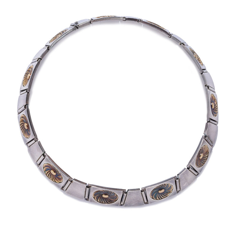 Georg Jensen sterling silver and gold necklace