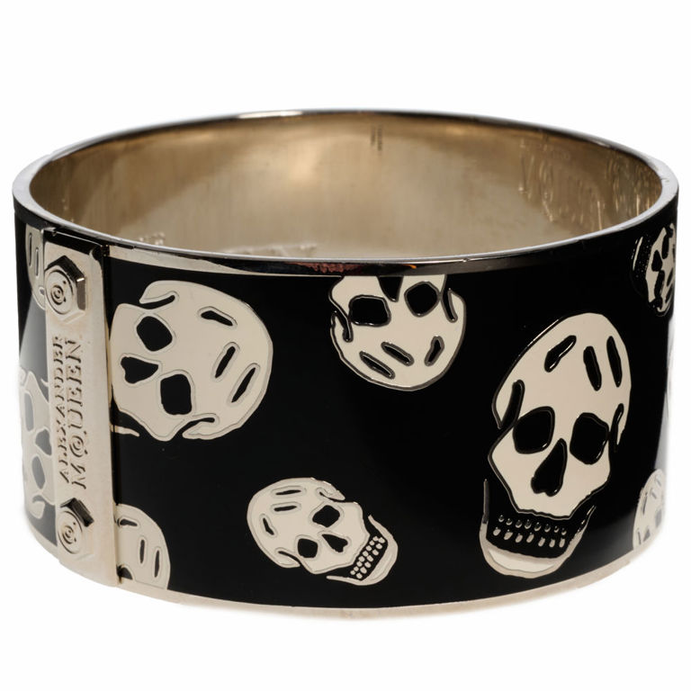 Silver metal and enamel bangle bracelet