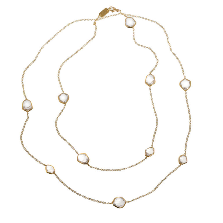 18k gold rock crystal necklace