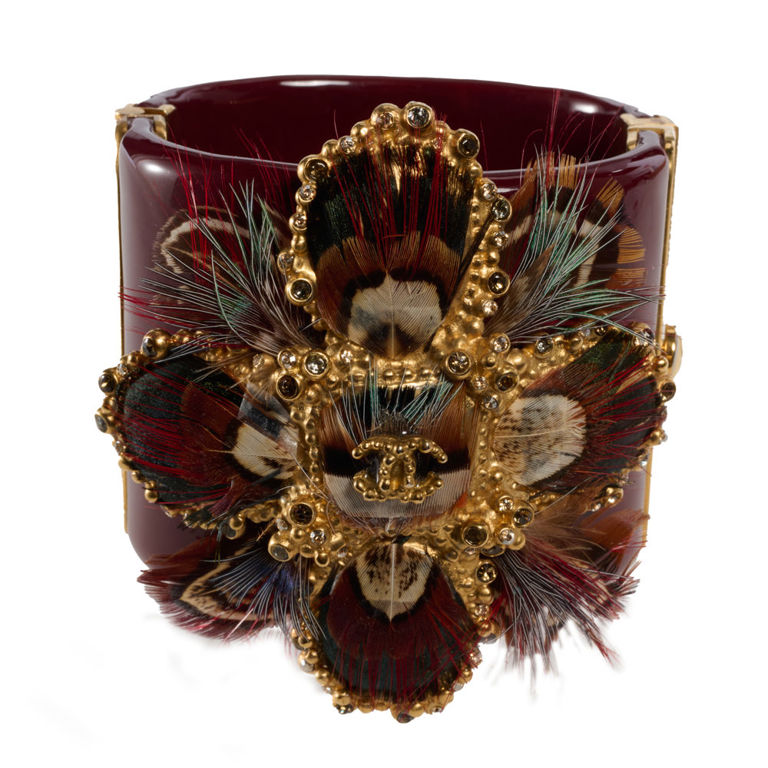 Chanel Paris-Edinburgh resin cuff with feathers