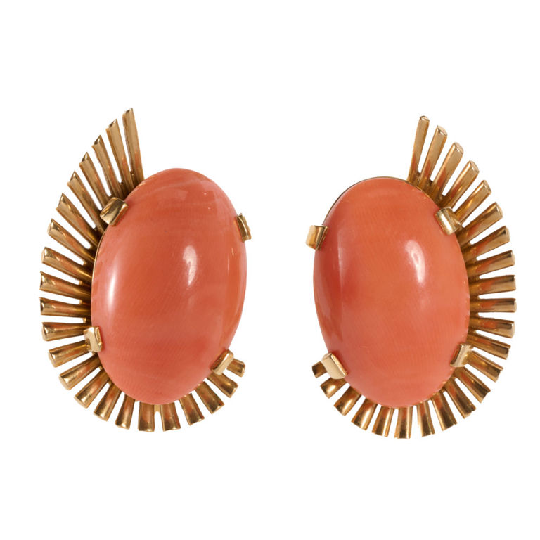 18k gold coral earrings