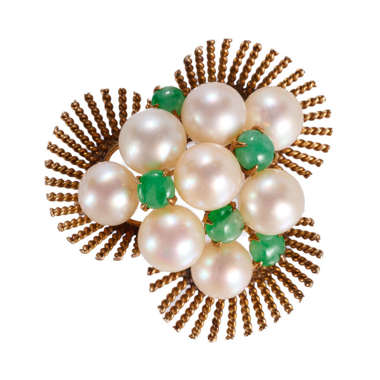 14k gold pearl brooch