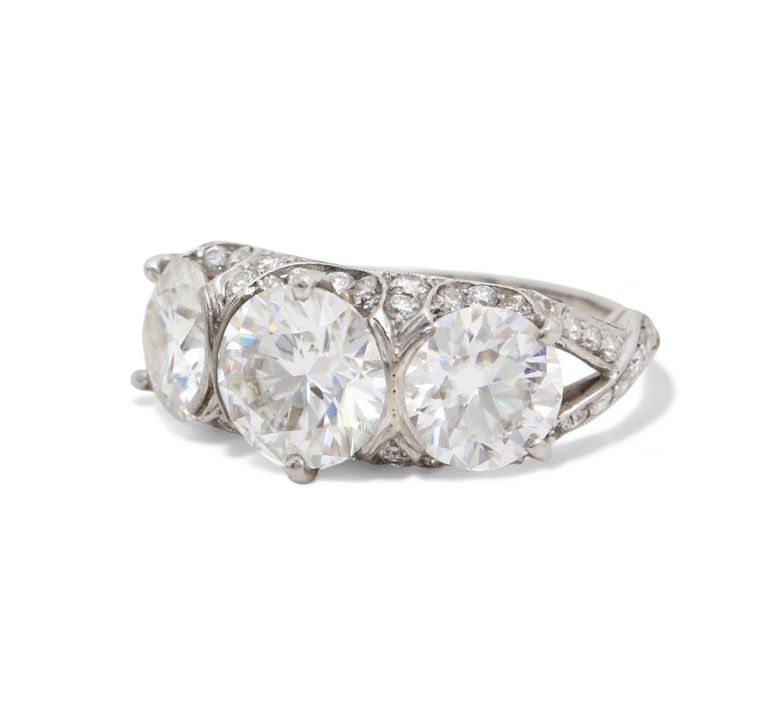 Platinum diamond and moissanite ring