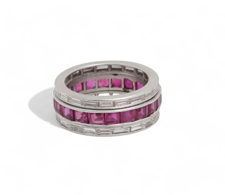 Ruby, diamond and platinum eternity band