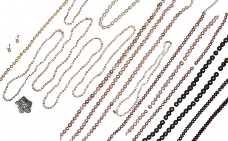 18k gold and silver pearl jewelry set