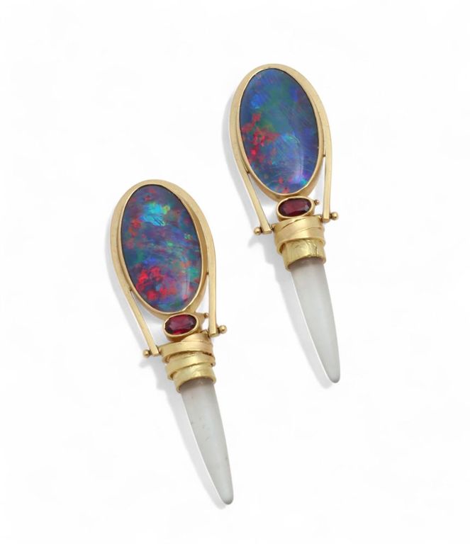 18k gold opal earrings