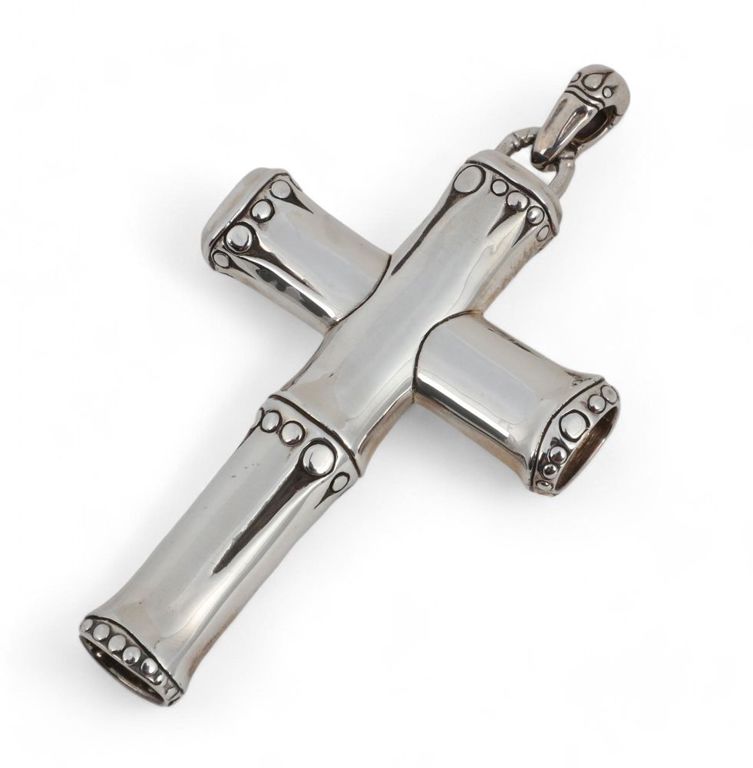 Modern sterling silver cross pendant