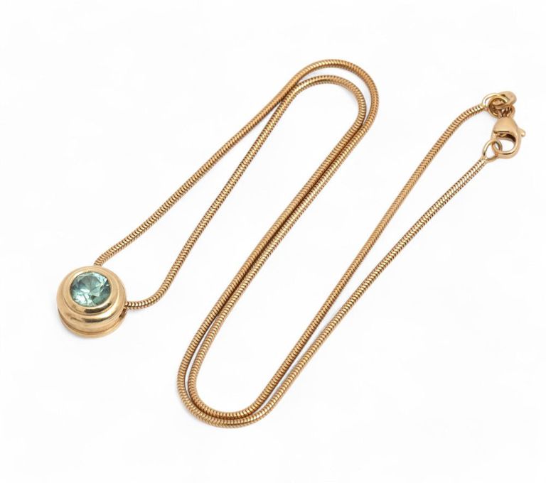 14k gold green sapphire necklace