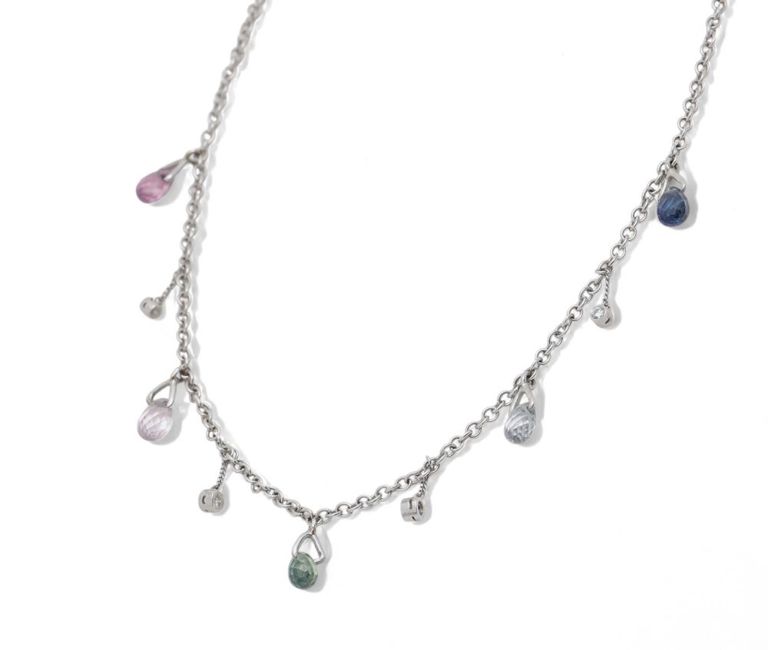 14k white gold sapphire necklace