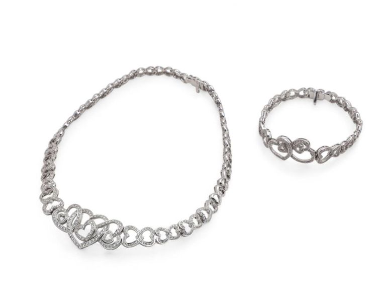 18k white gold diamond jewelry set