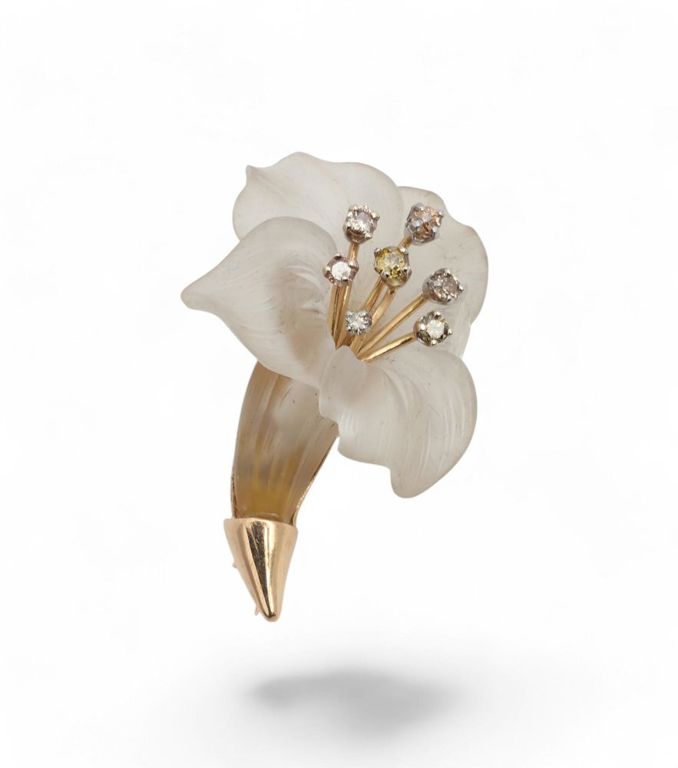 14k yellow gold diamond brooch
