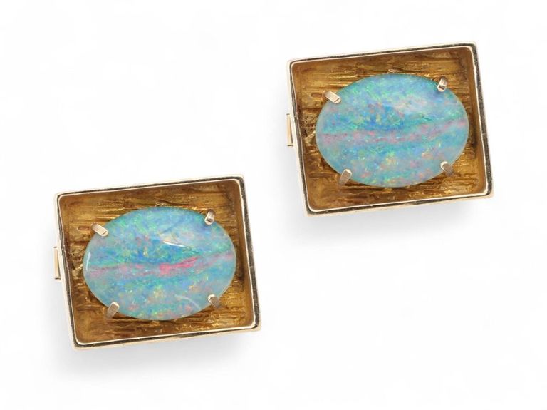 14k gold opal cufflinks